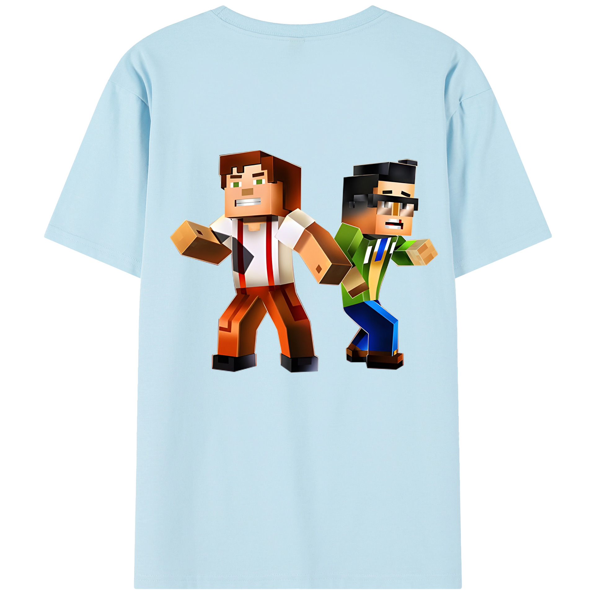 （画像用） マインクラフト ブロックの世界 Minecraft MC Block world 綿100％半袖Tシャツ（背面プリント）